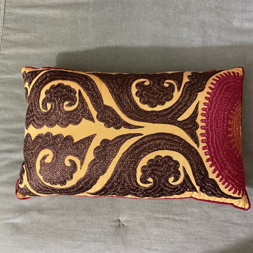World Market boho lumbar paisley like design rectangular throw pillow OSB